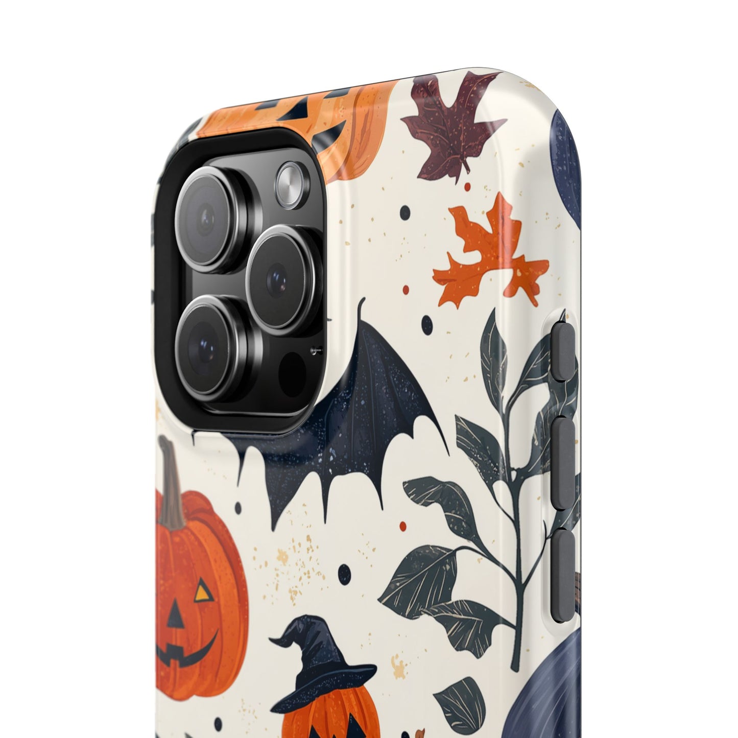 Spooky Halloween MagSafe iPhone Case – Pumpkins, Bats, and Spider Design