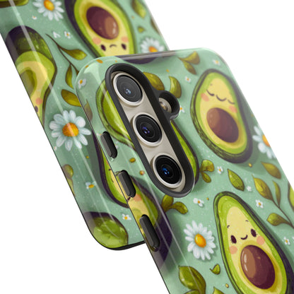 Cute Avocado Samsung Galaxy Case – Adorable Kawaii Avocados with Daisies, Shock - Resistant - BOGO Cases