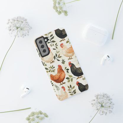 Samsung Galaxy Case: Vintage Chicken Farmhouse Case – Rustic Leaves Design