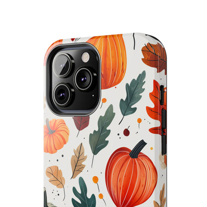 Autumn Harvest iPhone Case - Pumpkin and Fall Leaf Design