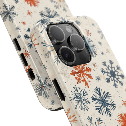 Rustic Orange and Blue Snowflake Pattern – iPhone Series Case