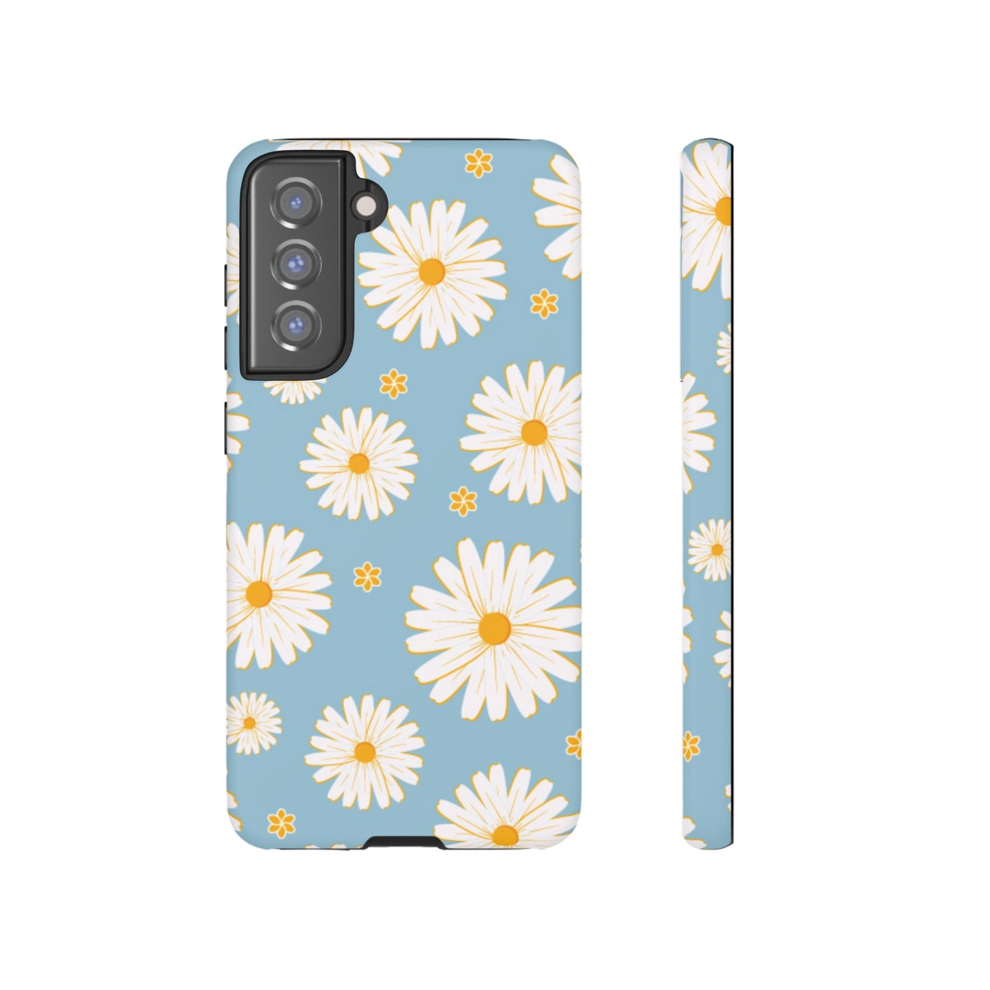 Bright Daisy Samsung Galaxy Case – Light Blue Background, Shockproof and Slim Design