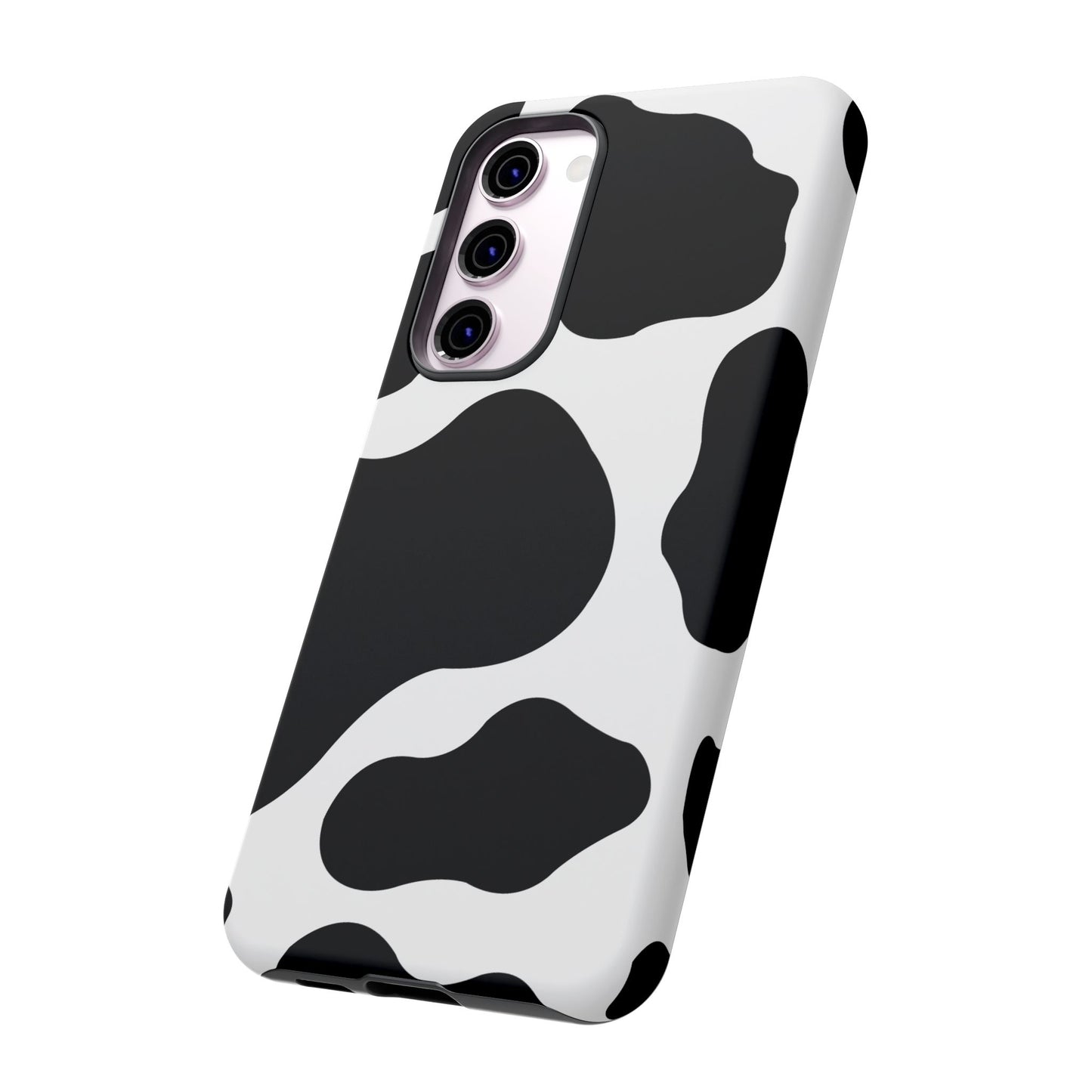 Chic Cow Print Tough Samsung Galaxy Case – Trendy Monochrome Animal Pattern with Dual-Layer Protection