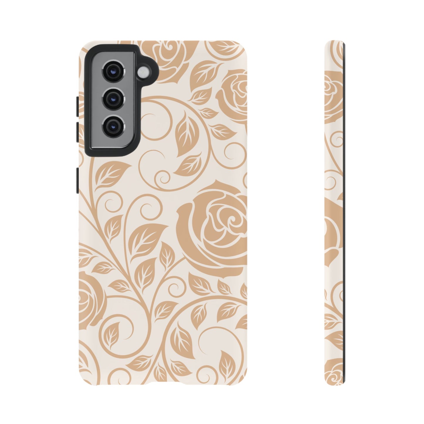 Vintage Rose Vine Tough Samsung Galaxy Case – Elegant Floral Pattern with Dual-Layer Protection