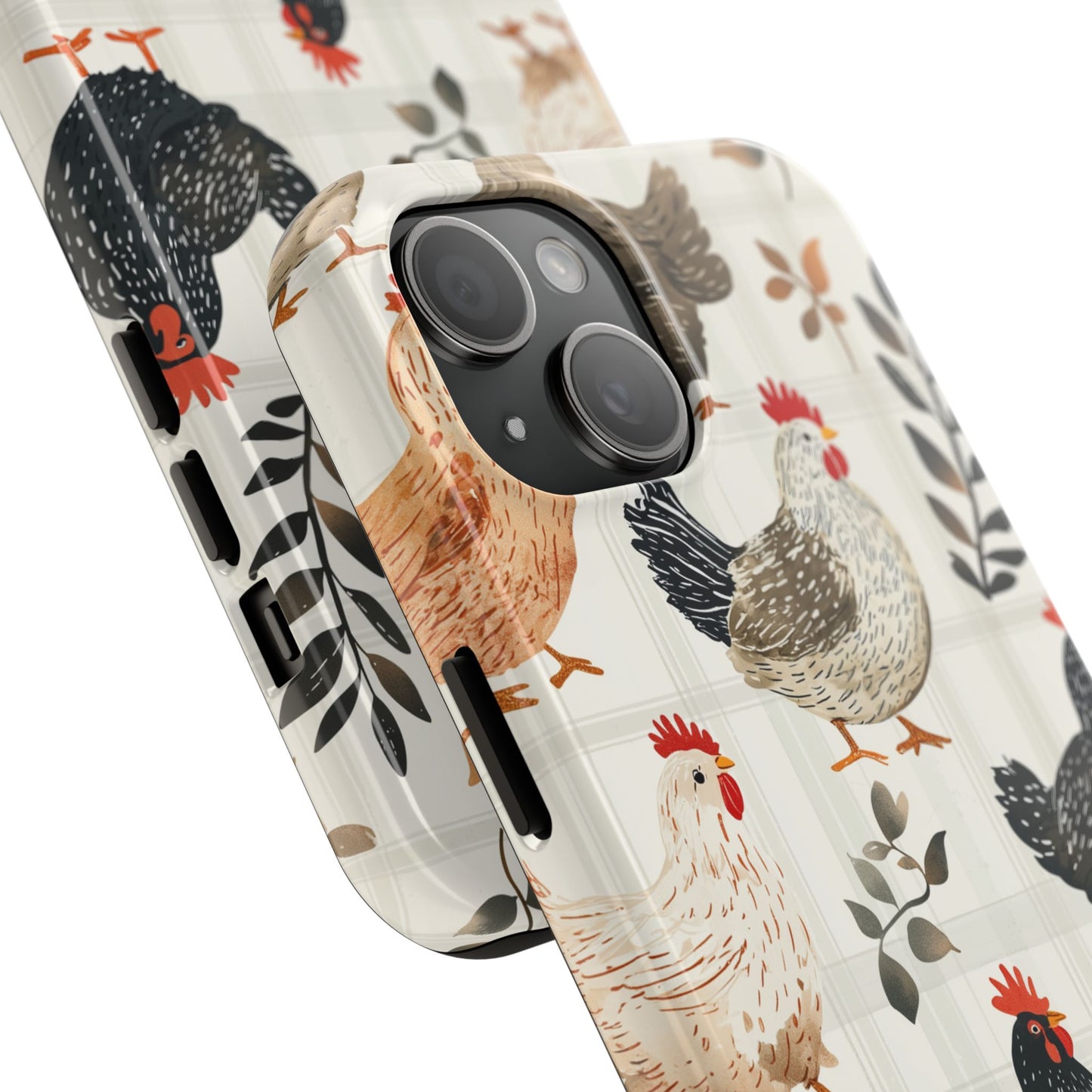 iPhone Case: Vintage Chicken & Leaves – Farmhouse Style Case