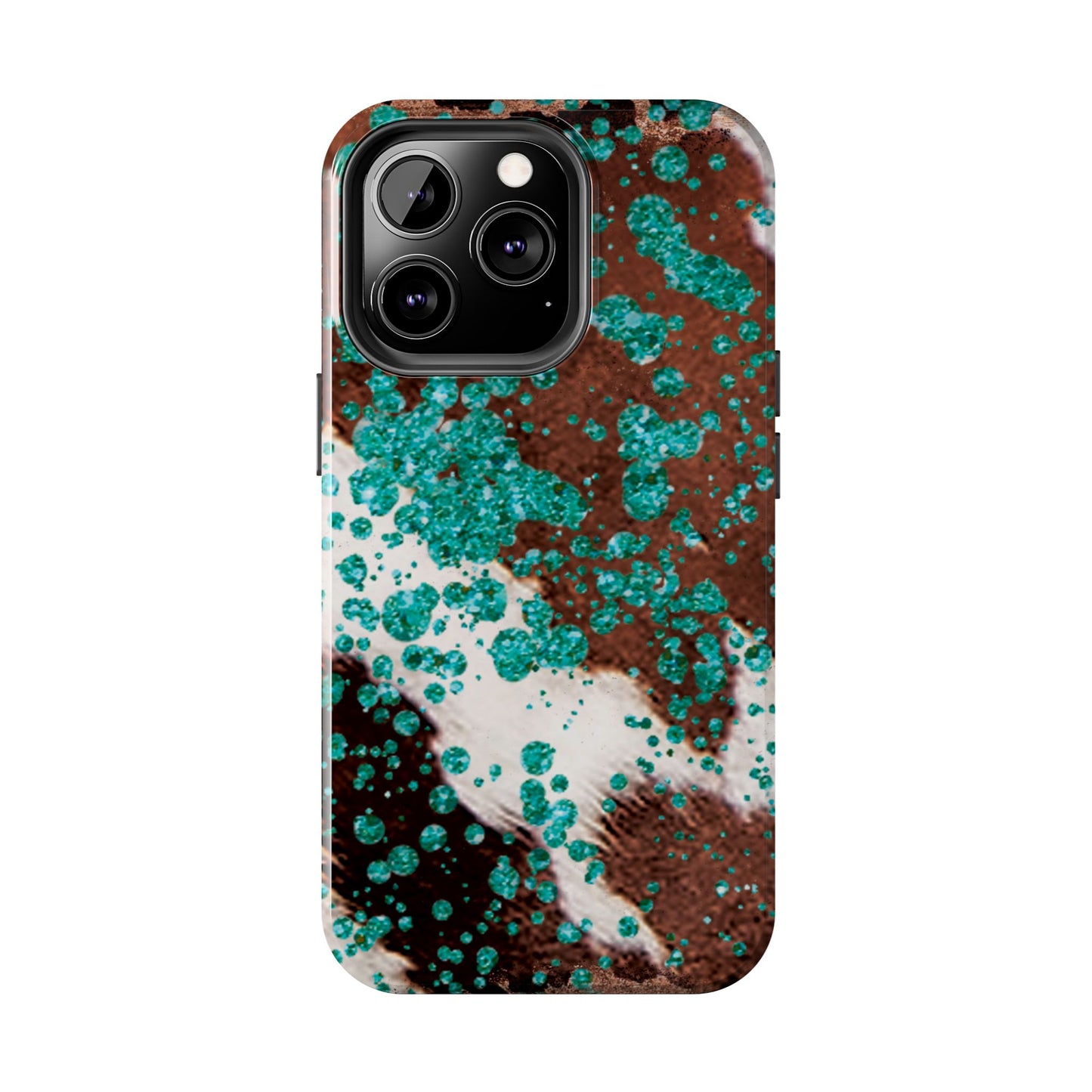 Teal Glitter Cowhide - iPhone Series Case