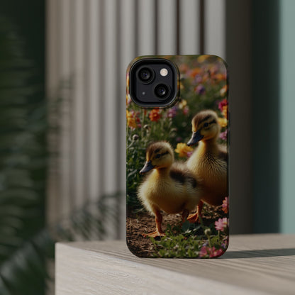 Charming Ducklings in Floral Garden - MagSafe iPhone Case