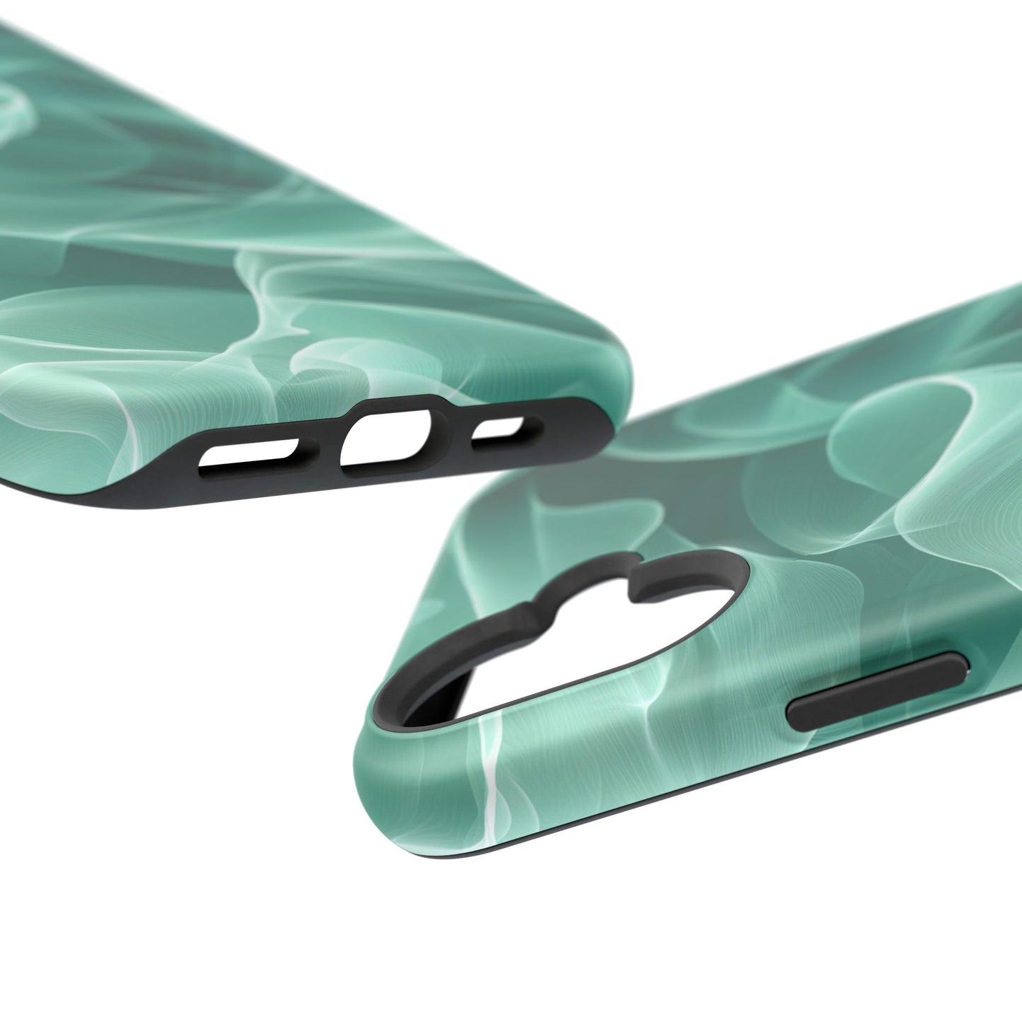 Emerald Flow MagSafe iPhone Case – Translucent Green Fabric-Inspired Design