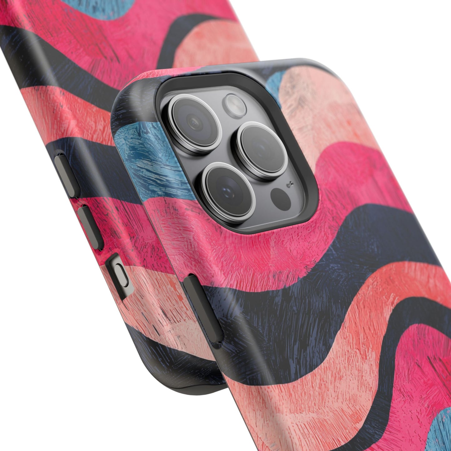 Abstract Wave Pattern MagSafe iPhone Case – Shockproof, Matte Finish, Dual-Layer Protection