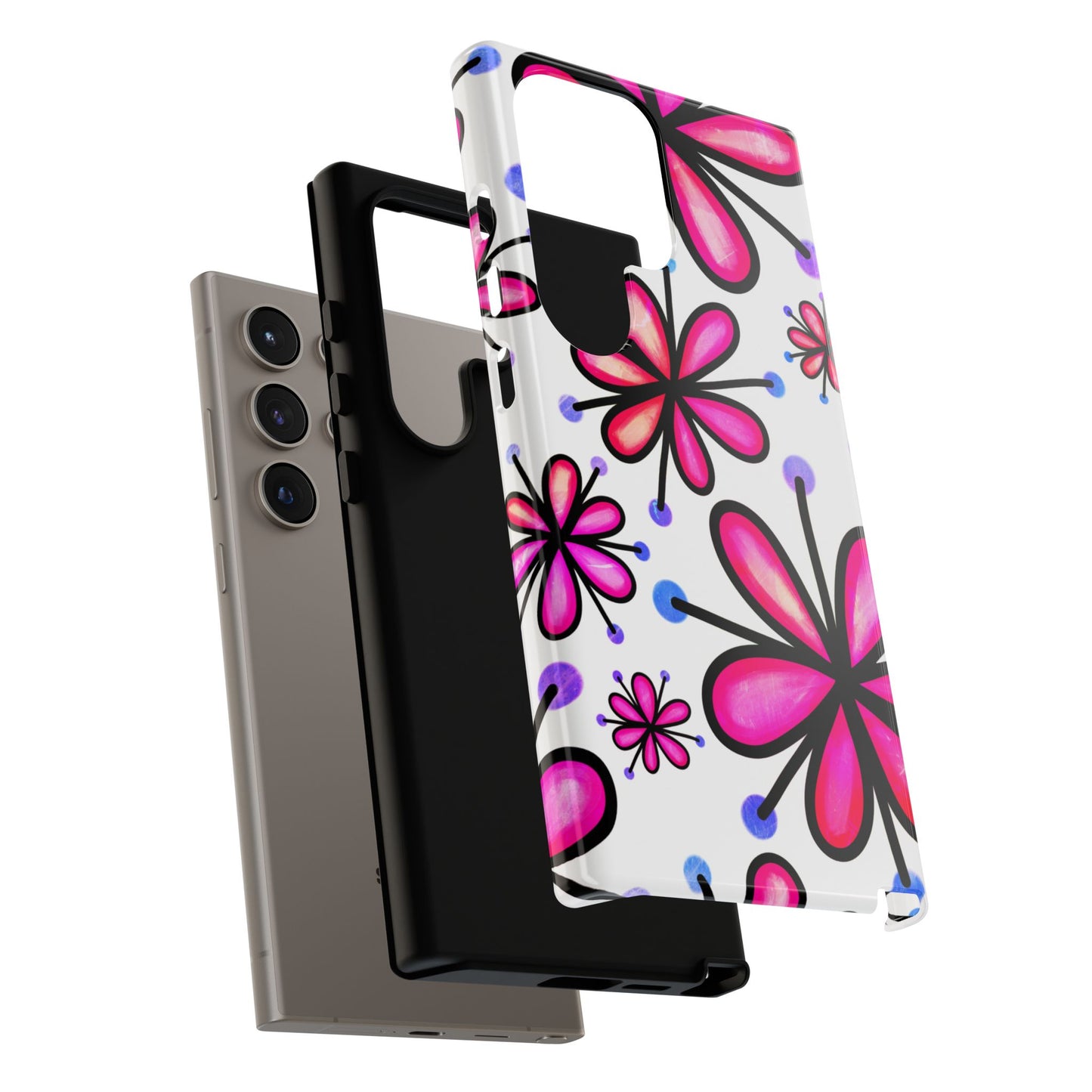 Pink Retro Bloom Samsung Galaxy Case – Ultra-Slim Design, Glossy Finish