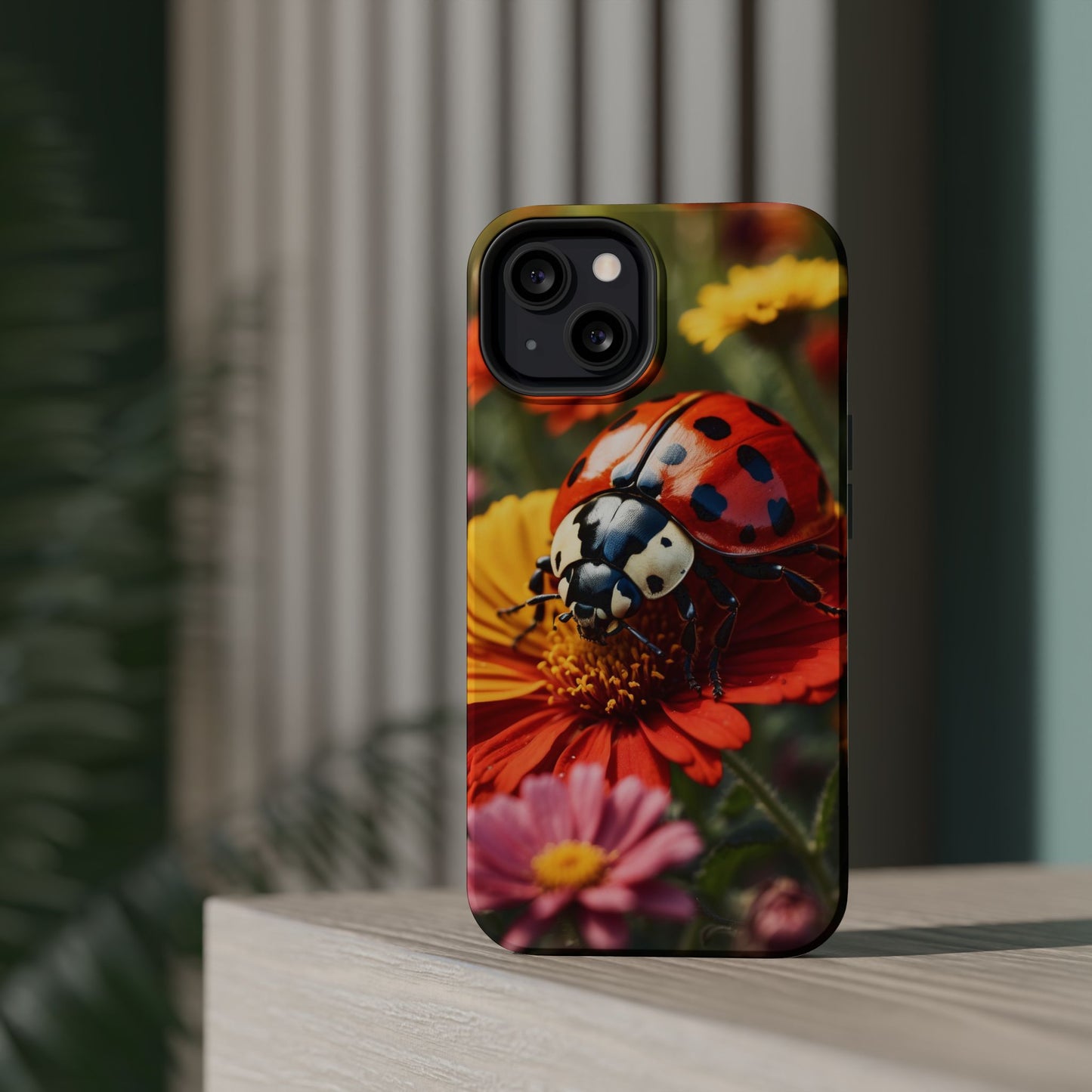 Ladybug on Orange Daisy - MagSafe iPhone Case