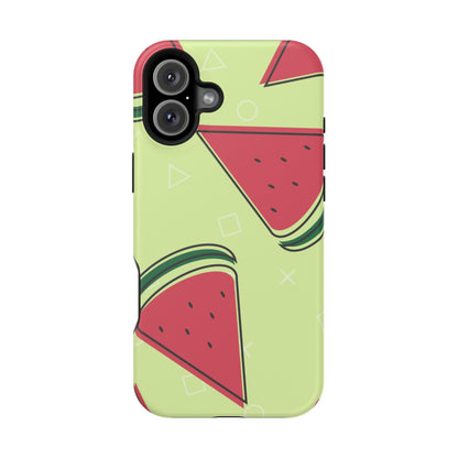 Watermelon Slice MagSafe iPhone Case – Fresh & Fun Design with Retro Geometric Pattern