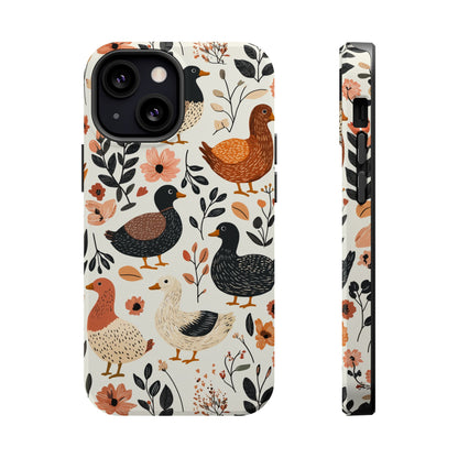 MagSafe iPhone Case: Vintage Duck – Floral & Leaf Design