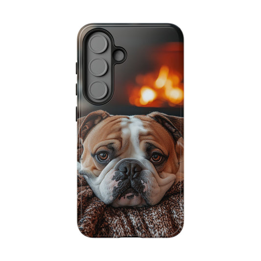 Cozy Bulldog Samsung Galaxy Case – Fireside-Inspired Protective Cover