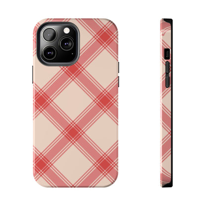 Soft Peachy Red Plaid iPhone Case