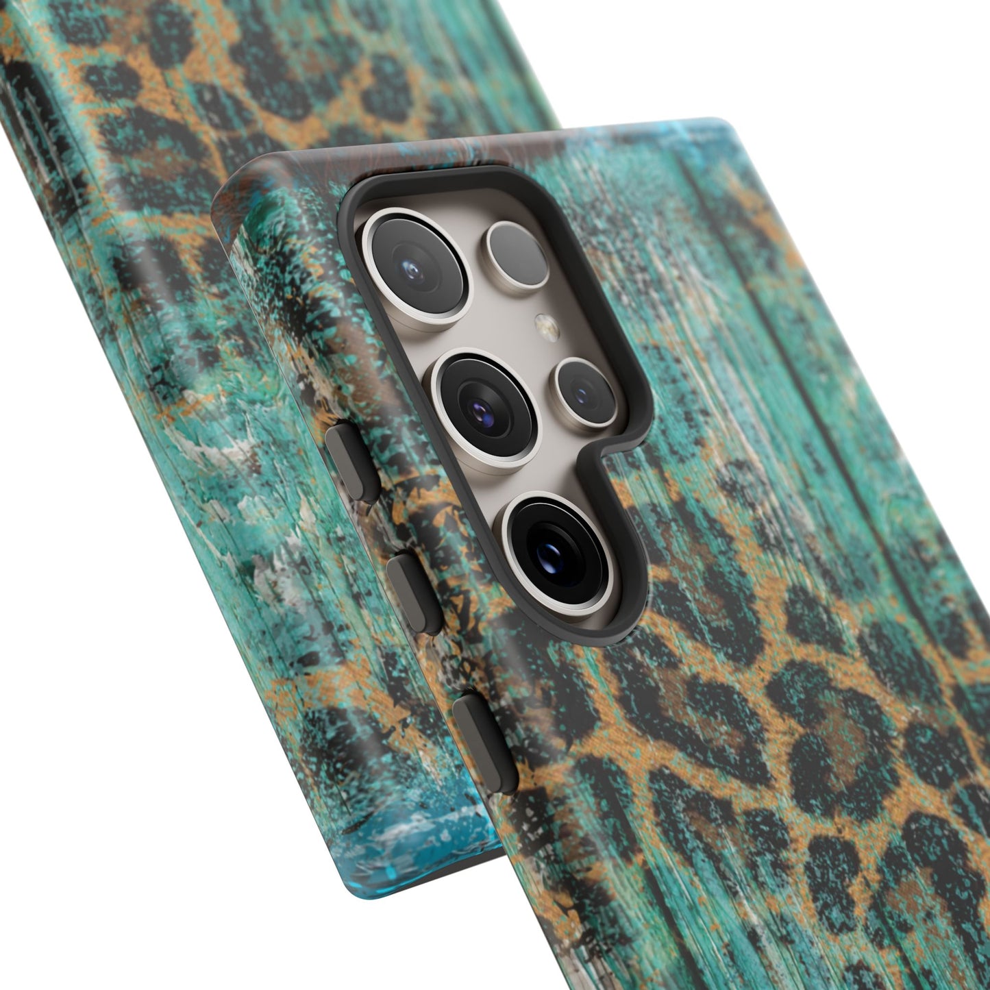 Turquoise Rustic Leopard Wood - Samsung Galaxy Series Case