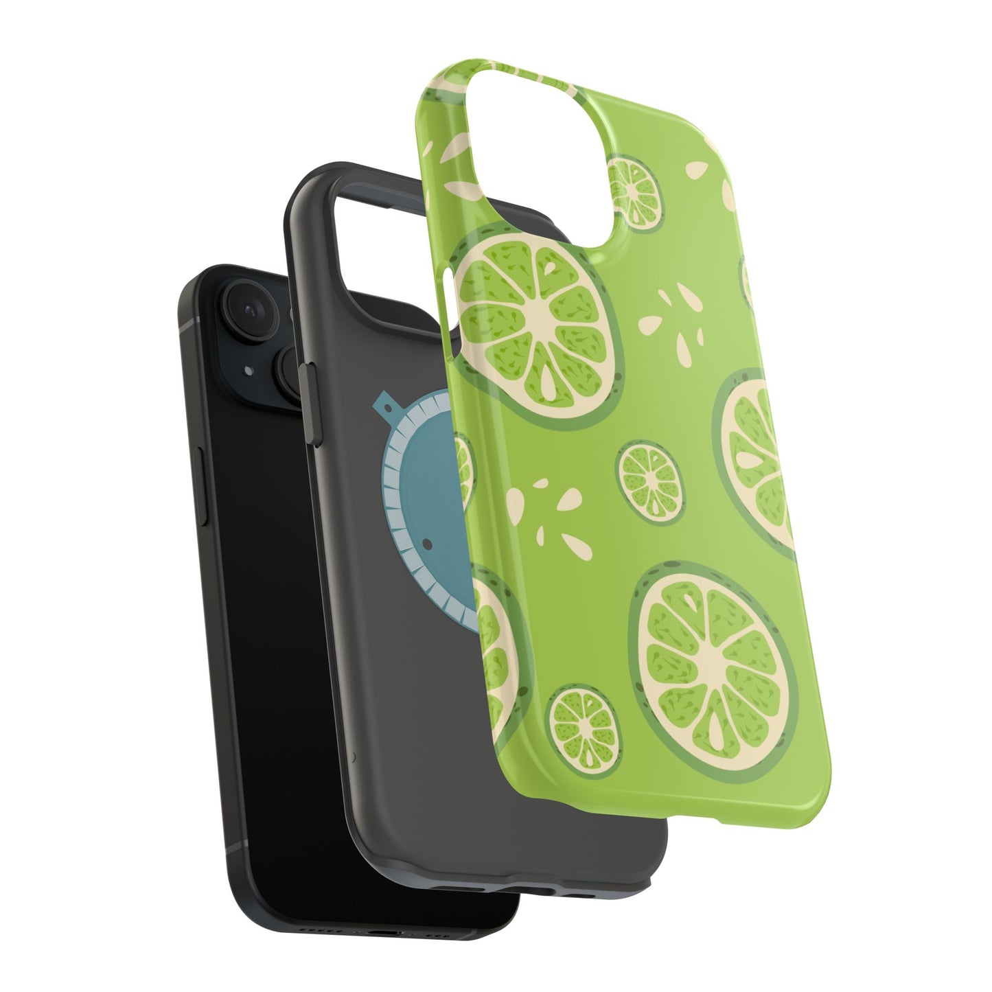 Zesty Lime Splash Tough MagSafe iPhone Case – Fresh Citrus Design, Dual-Layer Protection