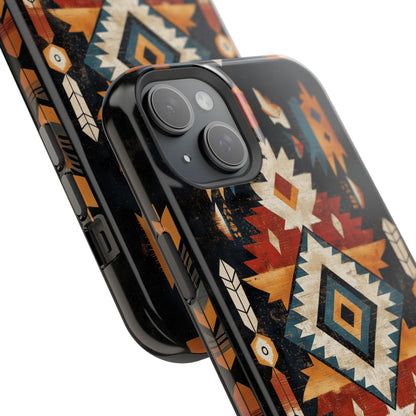 Southwestern Arrow & Diamond Tough MagSafe iPhone Case – Bold Tribal Design, Dual-Layer Protection