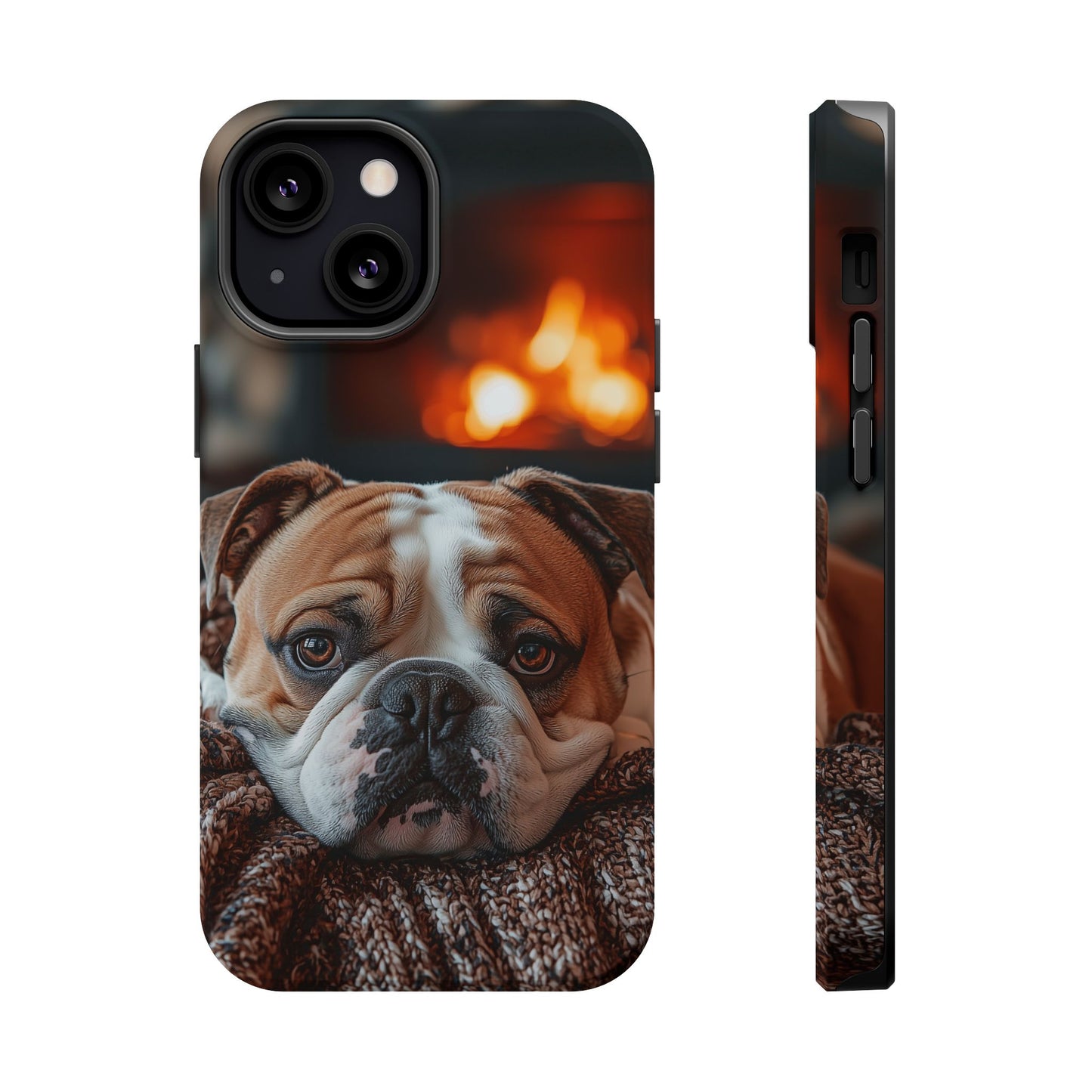 Cozy Bulldog MagSafe Case – Fireside-Inspired Protective Cover