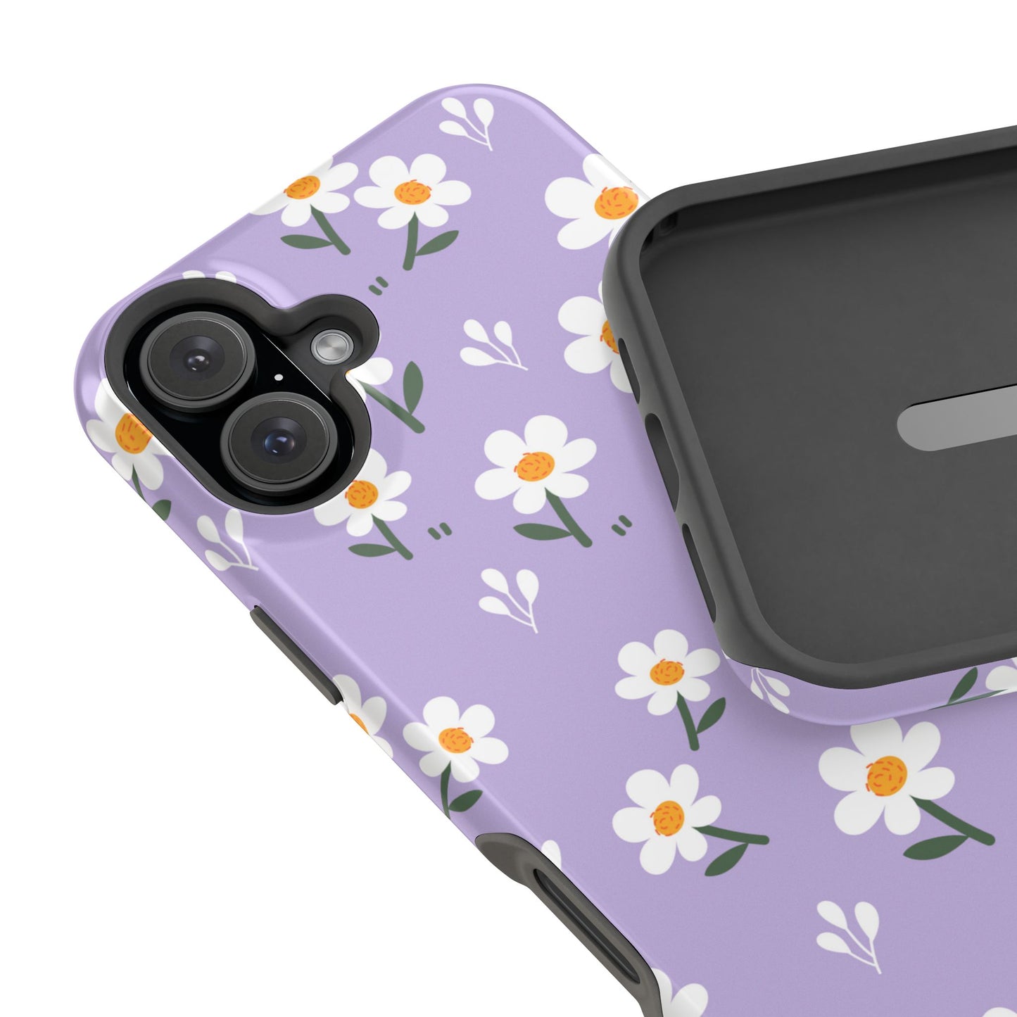 Purple Daisy Garden MagSafe  iPhone Case – Soft Lavender Background, Shockproof Protection with Slim Fit