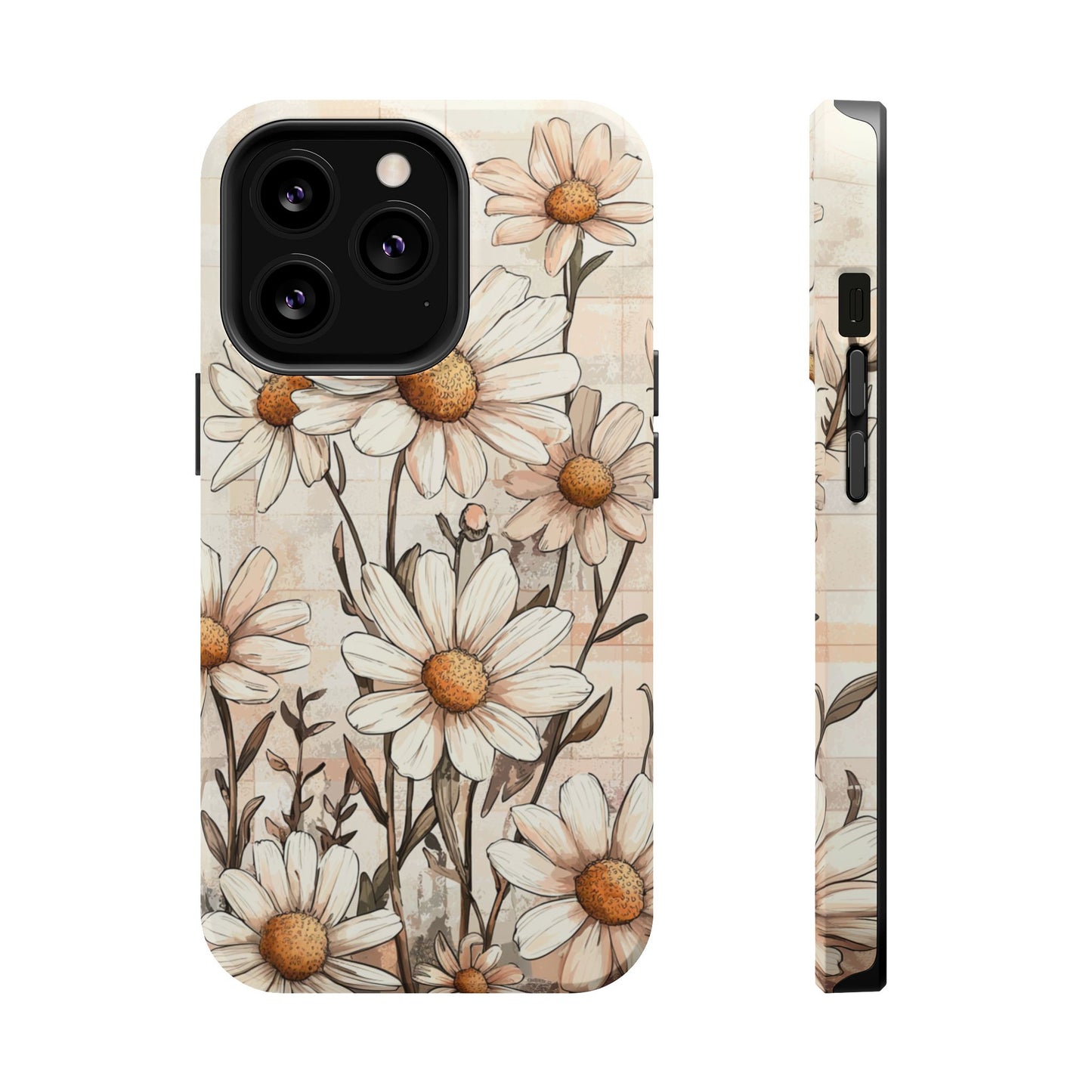 Pastel Daisy MagSafe iPhone Case - Elegant Floral Protective Cover