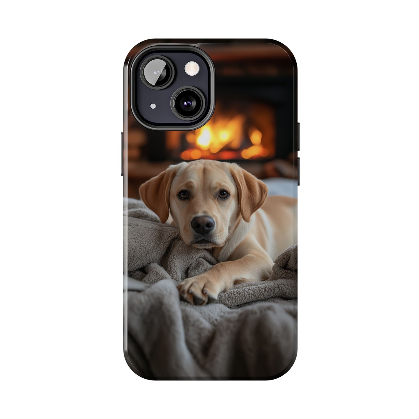 Cozy Golden Retriever by the Fireplace - iPhone Series Case