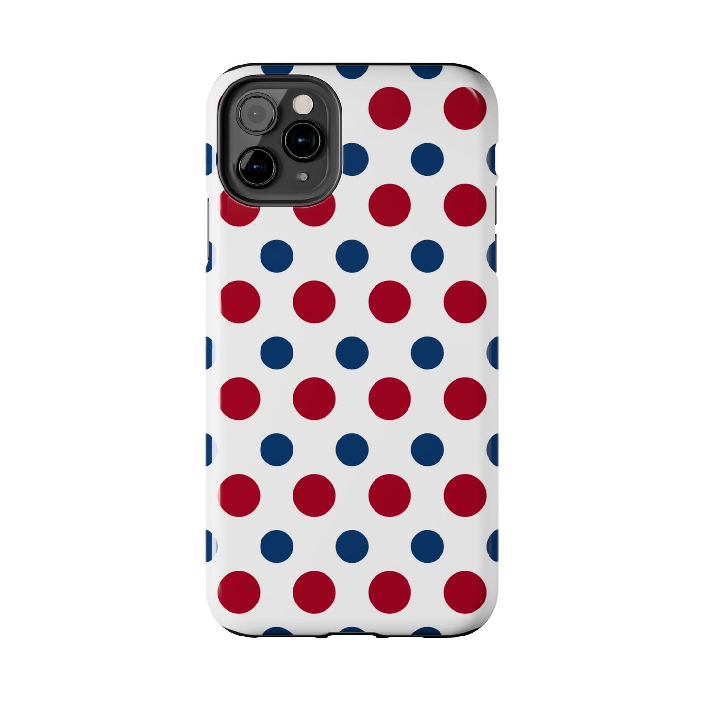 Patriotic Navy, White, and Red Polka Dot iPhone Case