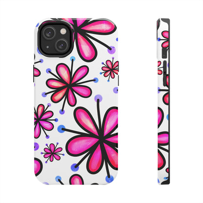 Pink Retro Bloom iPhone Case – Ultra-Slim Design, Glossy Finish