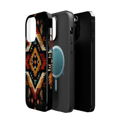 Southwestern Tribal Diamond Tough MagSafe iPhone Case – Bold Geometric Pattern, Dual-Layer Protection