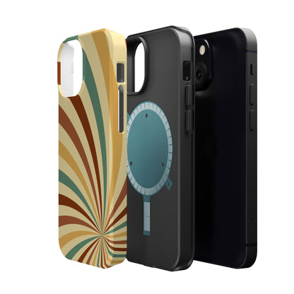 Earthy Retro Swirl MagSafe iPhone Case – Dual-Layer Protection with 70s-Inspired Earth Tones