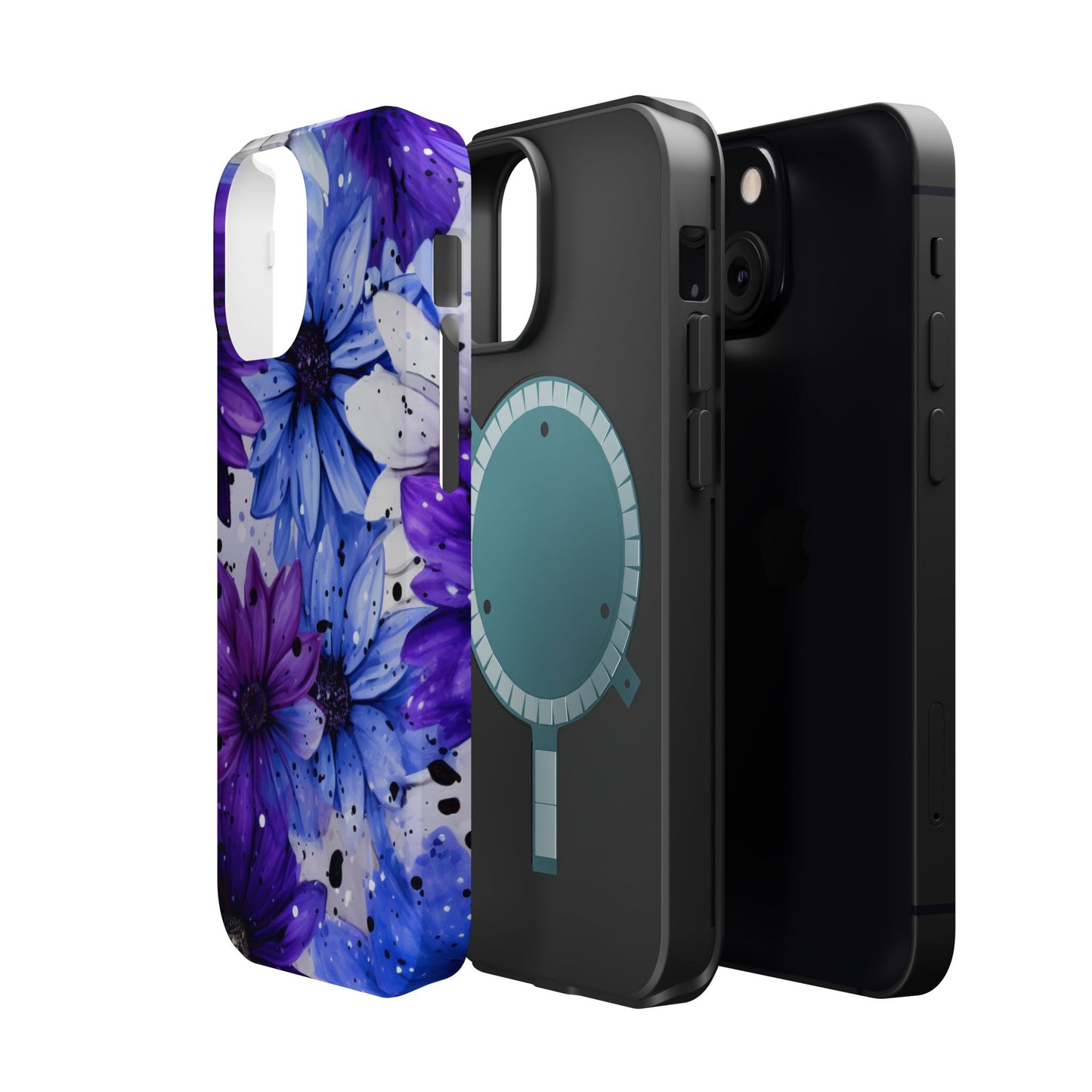 Vibrant Purple & Blue Floral Splash - MagSafe iPhone Series Case