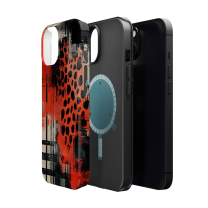 MagSafe iPhone Case: Cheetah Plaid – Red & Black Pattern