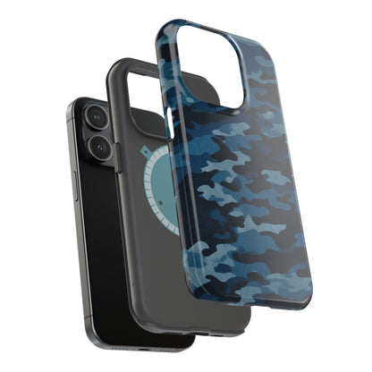 Dark Blue Camouflage – MagSafe iPhone Case with Modern Rugged Style