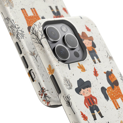 Cowboy Adventures Tough MagSafe iPhone Case – Cute Western Theme, Dual-Layer Protection