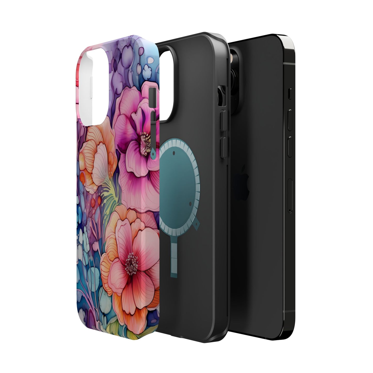 Bright Watercolor Floral Splash MagSafe iPhone Series Case – Bold Artistic Design