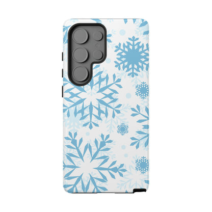 Frosty Blue Snowflakes Samsung Galaxy Case – Shockproof, Smooth Matte Finish, Dual-Layer Design