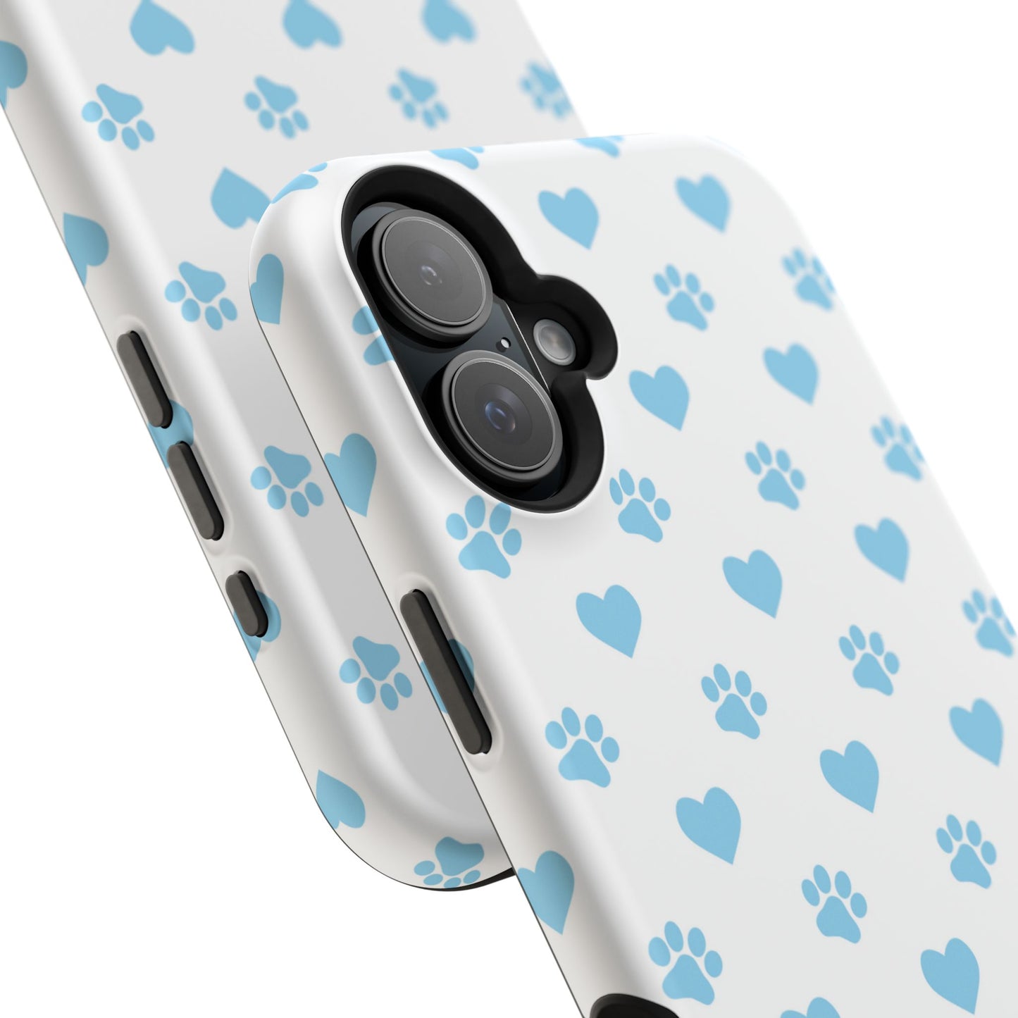 Blue Paw Prints & Hearts – MagSafe iPhone Case with Adorable Pet-Lover Design