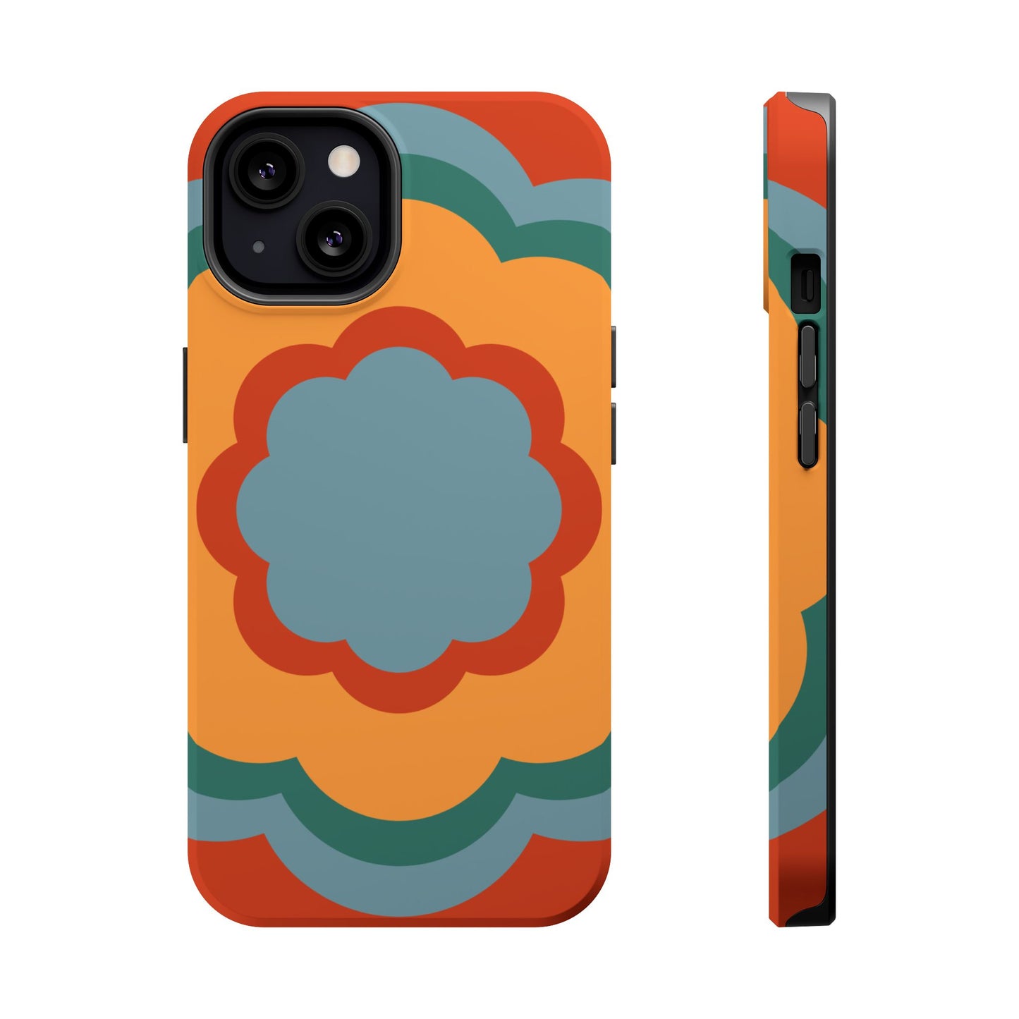 Retro Flower Power MagSafe iPhone Case – Bold 70s-Inspired Design with Dual-Layer Protection