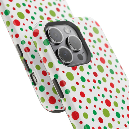 Red & Green Christmas Polka Dots – MagSafe iPhone Case