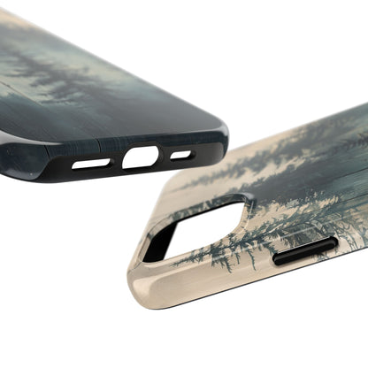 Misty Pine Forest Iphone Case - Nature-Inspired Wood Design Protective Cover