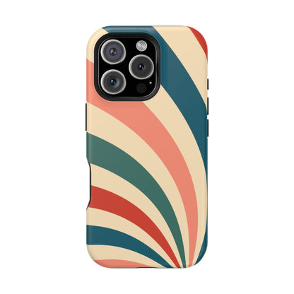 Retro Sunburst Swirl MagSafe iPhone Case – Dual-Layer Protection with Bold 70s Vibes