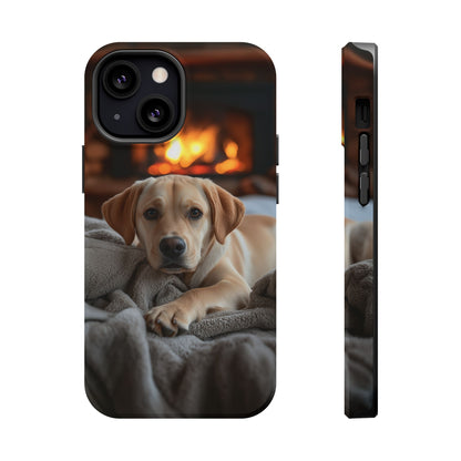 Cozy Golden Retriever by the Fireplace - MagSafe Case