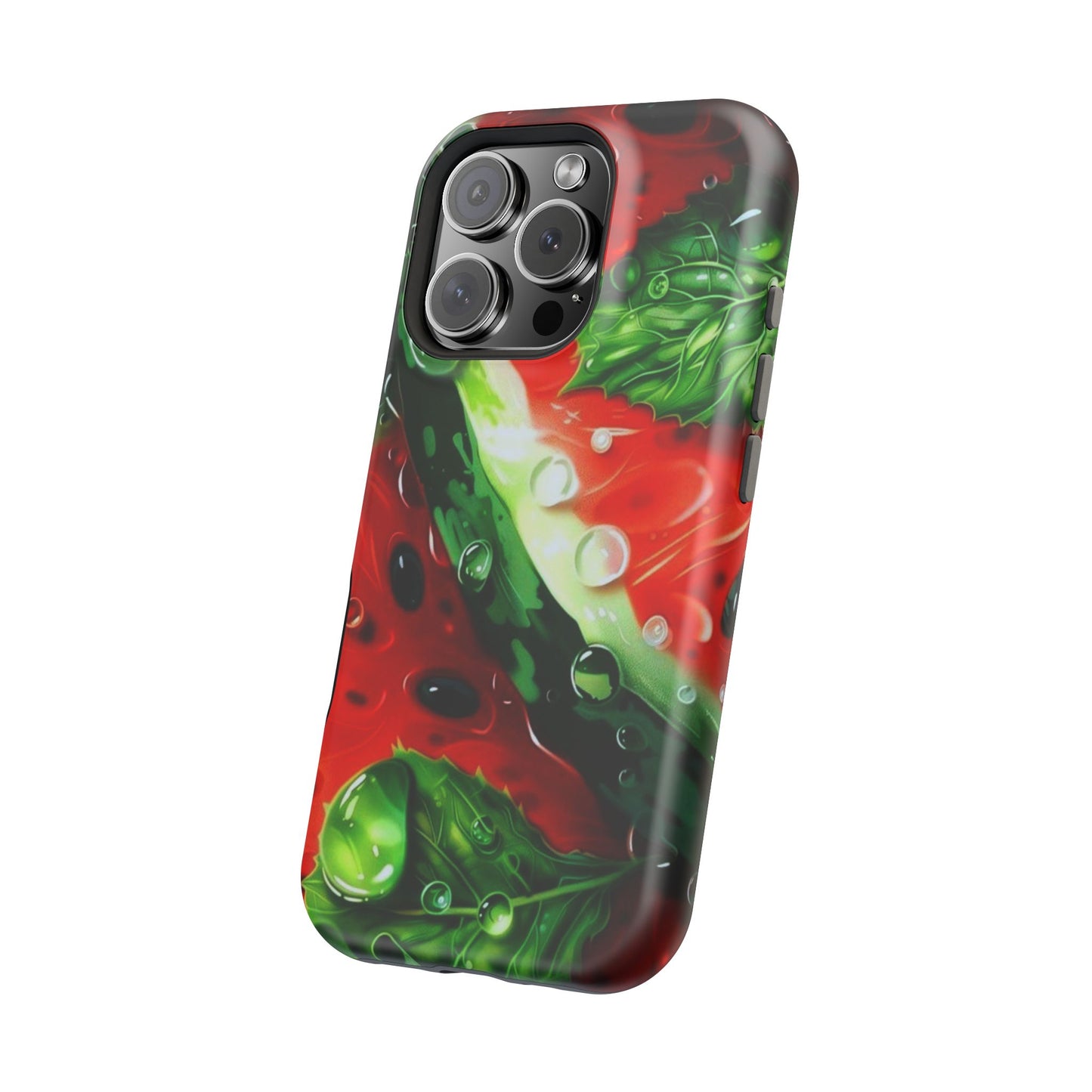 Juicy Watermelon & Mint MasSafe iPhone Case – Tough Dual-Layer, Vibrant Summer Design