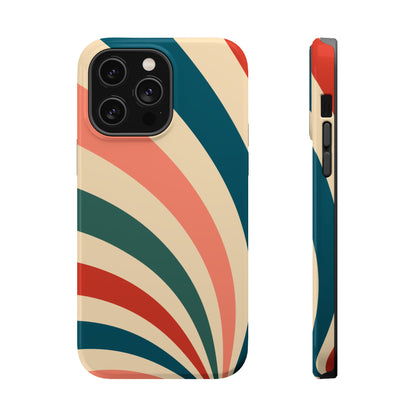 Retro Sunburst Swirl MagSafe iPhone Case – Dual-Layer Protection with Bold 70s Vibes