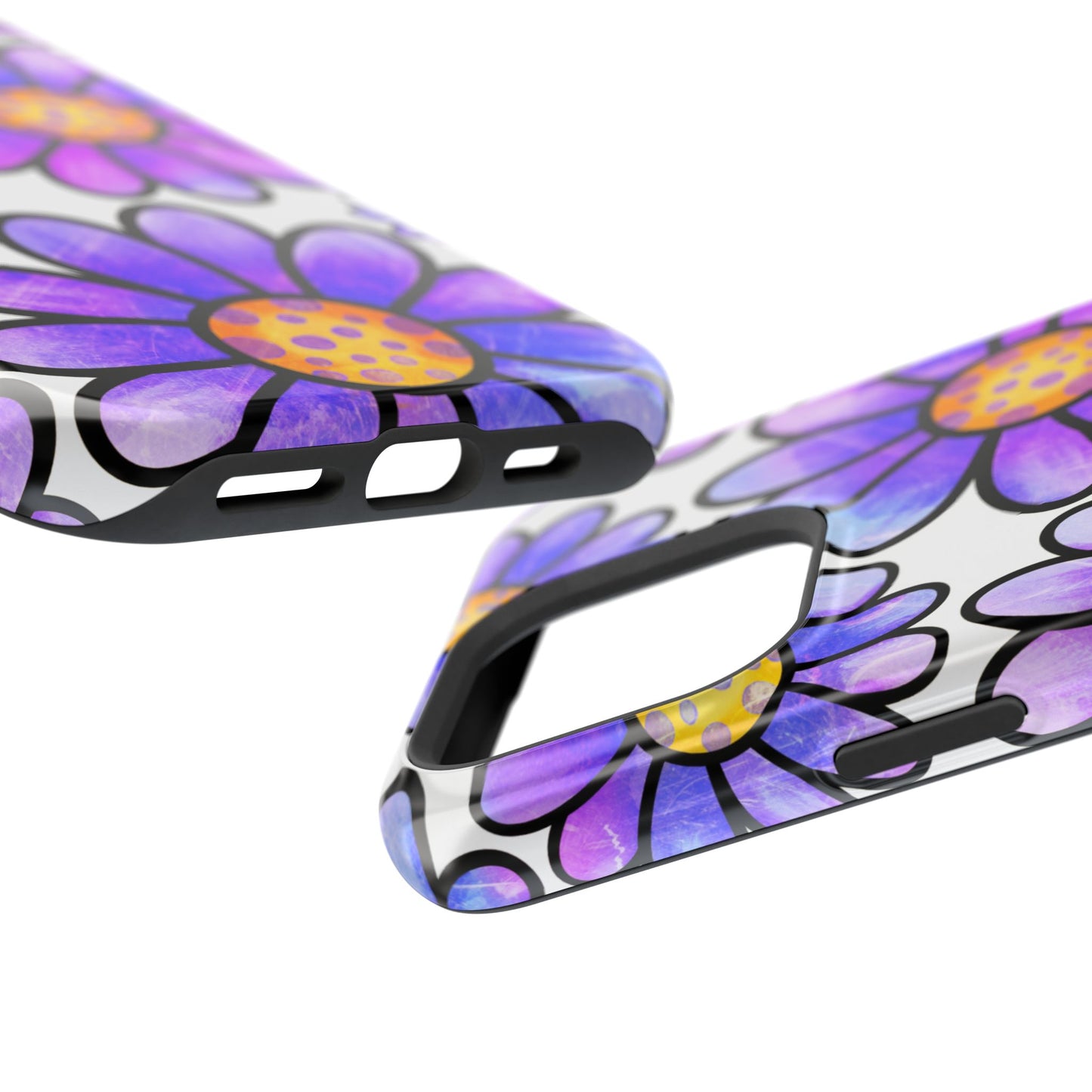 Purple Daisy Delight MagSafe iPhone Case – Slim Profile, Glossy Finish