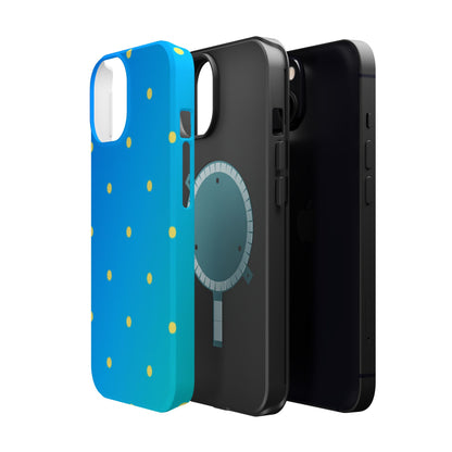 Blue Ocean Gradient Polka Dots MagSafe iPhone Case – Shockproof, Smooth Matte Finish, Dual-Layer Design