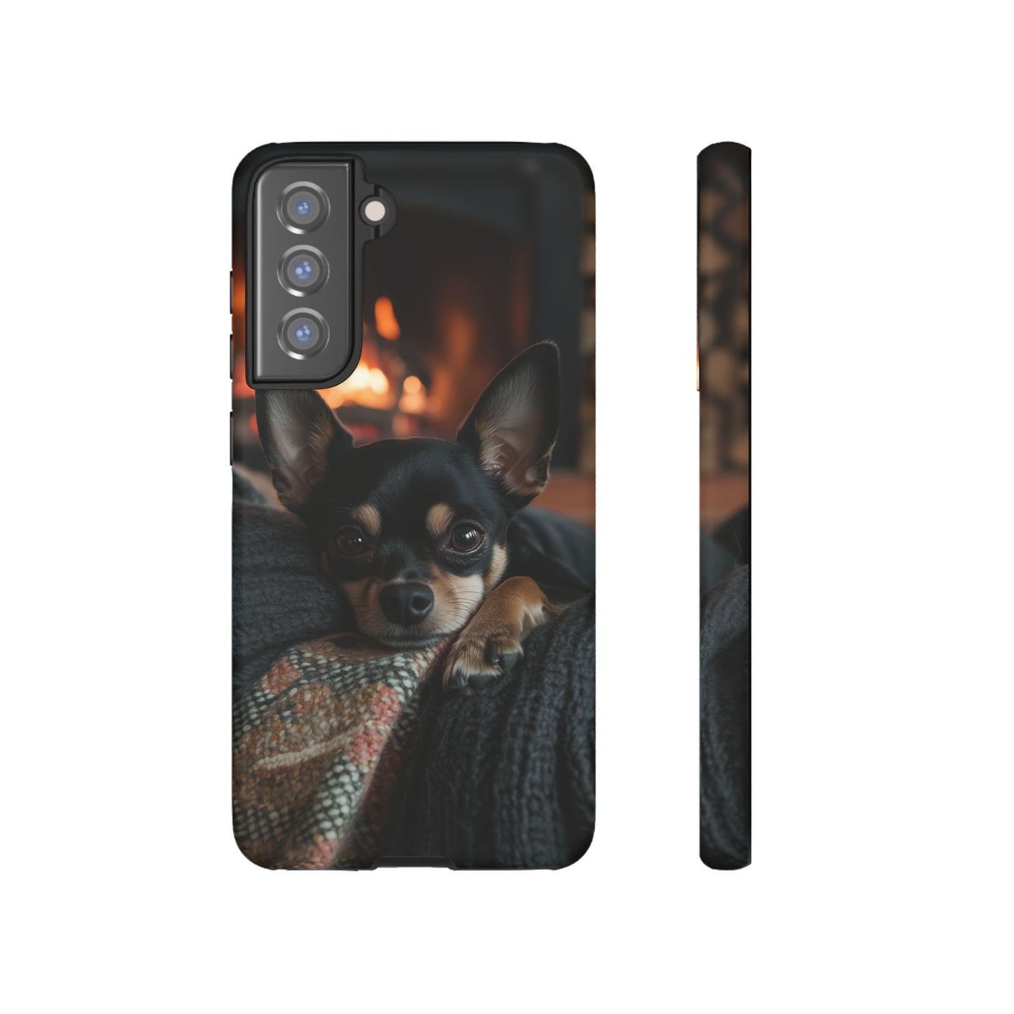 Cozy Chihuahua Fireplace Samsung Galaxy Case – Warm and Protective Design