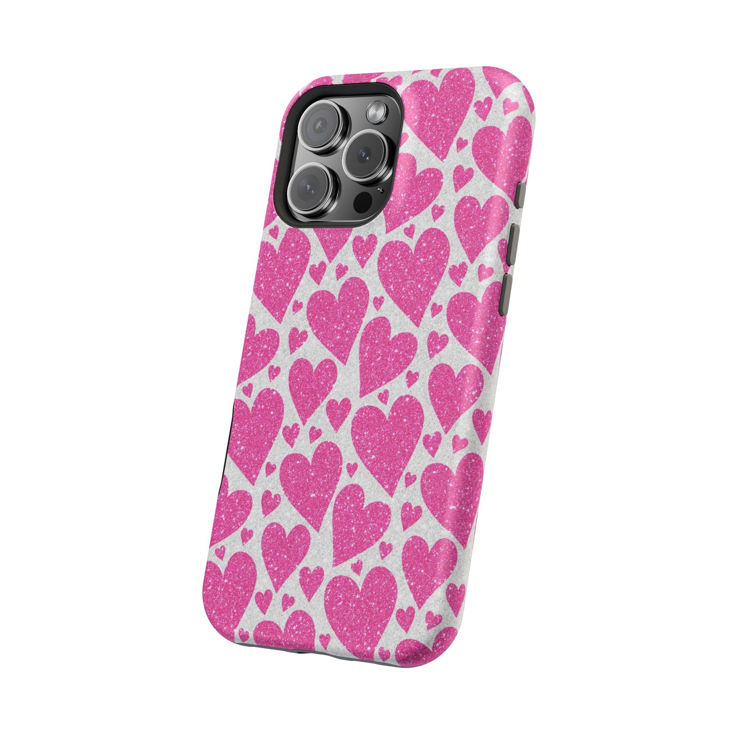 Pink Glitter Hearts Pattern MagSafe Case