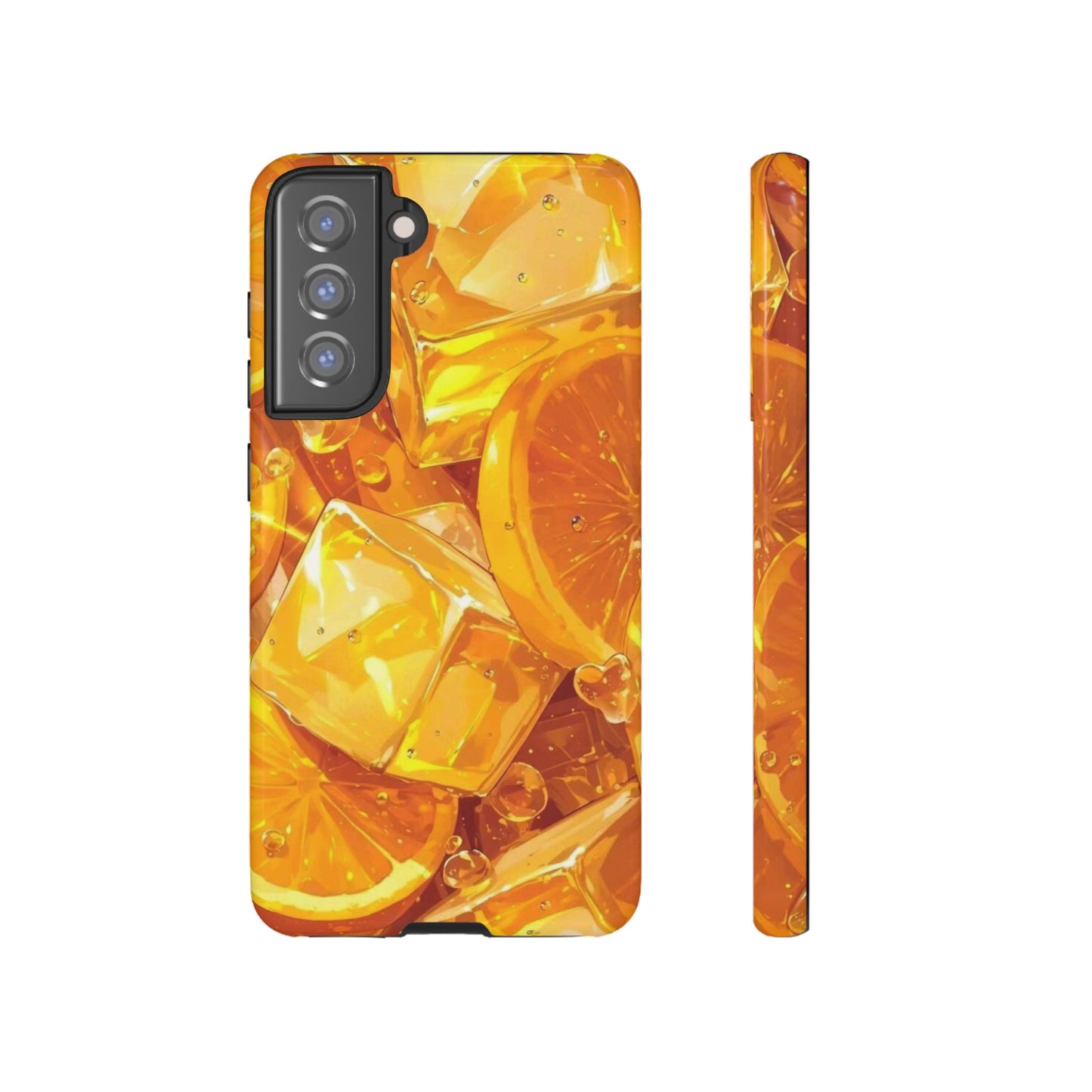 Citrus Splash Samsung Galaxy  Case – Bright Orange Slices & Ice, Dual-Layer Protection