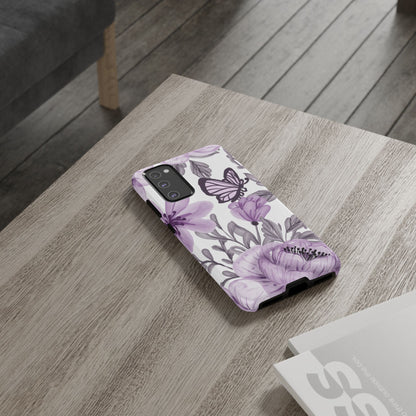 Lavender Bloom Butterfly Samsung Galaxy Case – Delicate Floral Design with Watercolor Details